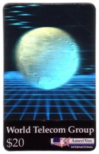$20. Hologram Globe Card (World Telecom Group) International Phone Card