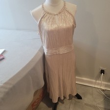 Nine West Rose Gold Metallic Pleated Halter Dress Size 10