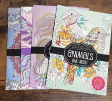 Hinkler Coloring Book Lot of 4 UN-COLORED W/Kaleidoscope Animals Geometrical