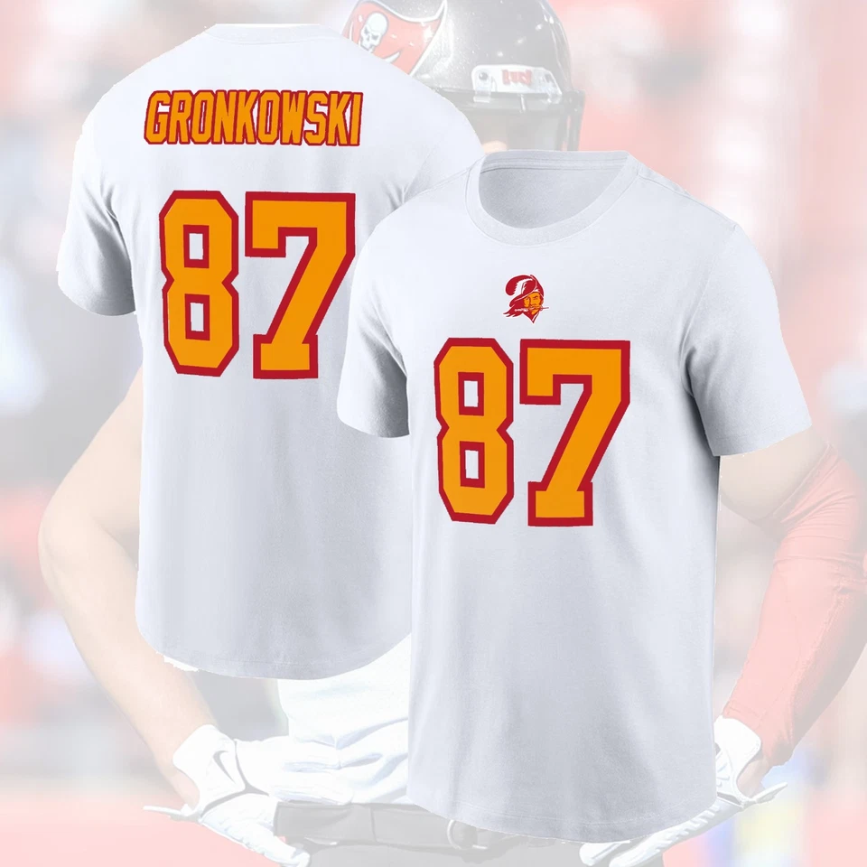 ¡OFERTA CALIENTE! Rob Gronkowski #87 Tampa Bay Buccaneers 2025 nombre y número de jugador regalo Foto 3 de 4