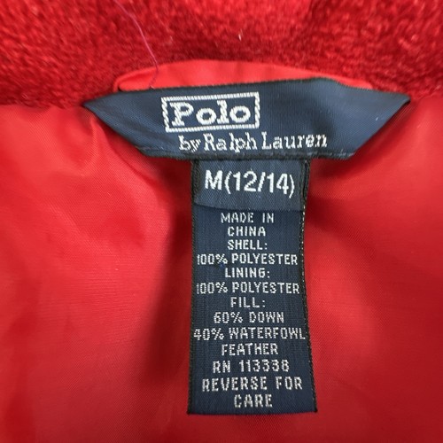 Polo Ralph Lauren Jacket Boys Medium 12 14 Red Puffer Down Filled Coat Kids Hood - Picture 10 of 13