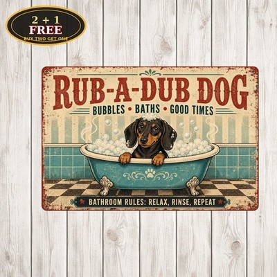 German Shorthaired Pointer In Bathtub Tin Sign Funny Bathroom Dog Decor