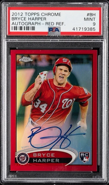 2012 Topps Chrome Bryce Harper Red Refractor Auto /25 Rookie Card RC PSA 9 POP 5