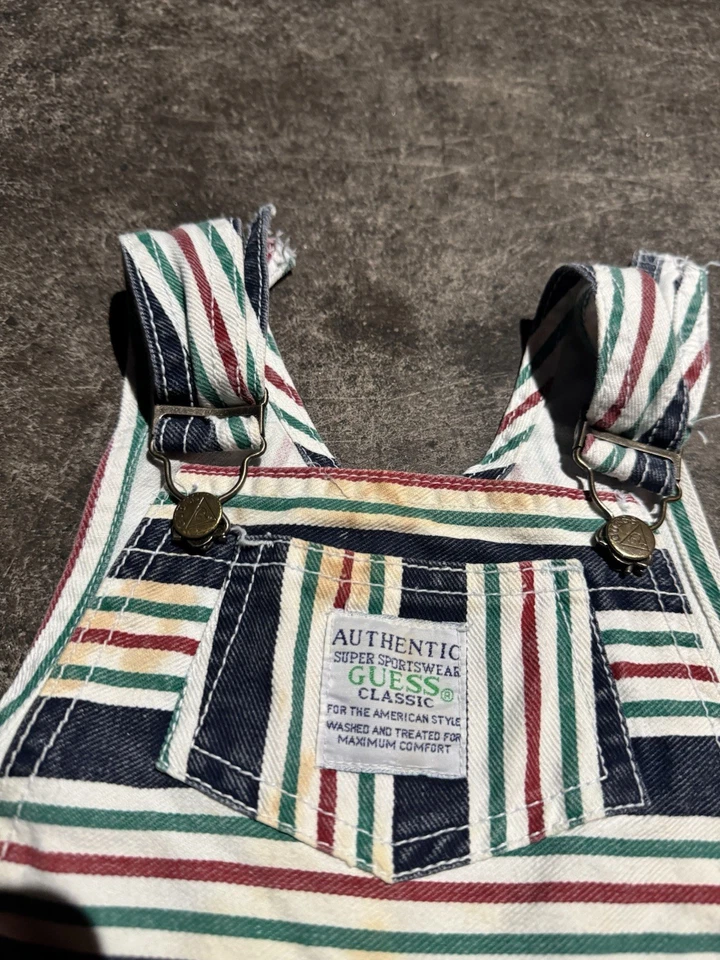 Vintage 90s Guess Striped Shortalls 3T Boys  - Image 2 of 4