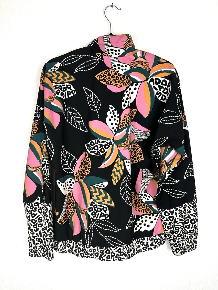 ADIDAS X FARM RIO 女式 M 粉色棕榈叶田径运动休闲夹克 — 第 2/4 张图片