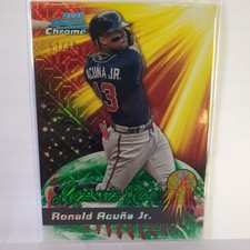 Ronald Acuna Jr. 2025 Bowman Chrome Meteoric Rise Green Mega Refracor 51/99