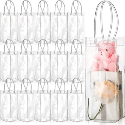 30 Pcs Clear PVC Gift Bags with Handles 10 x 4 x 4 Inches Transparent Reusabl...