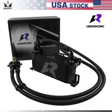 LR 15 Row AN10 Oil cooler w/Bracket+Filter Adapter Hose Kit 3/4*16 & M20*1.5 BK