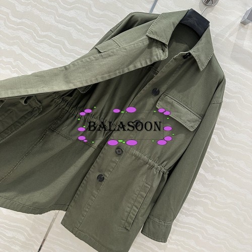 Primavera y Verano Nueva Chaqueta de Solapa Gabardina Herramientas Bolsillo Algodón Denim Fabri - Imagen 2 de 7