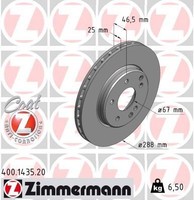 2X Zimmermann Bremsscheibe 400.1435.20 FüR MERCEDES-BENZ