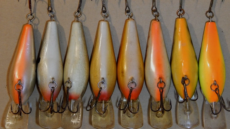 Lote de 8 señuelos Rapala Fat Rap FR07 (14g/7cm) vintage años 90 usados/excelente+ Foto 3 de 4