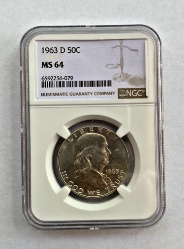 1963 D 50C Franklin Half Dollar 90% Silver MS 64 NGC