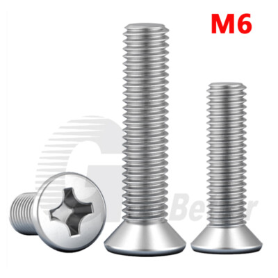 M6 DIN 965 Senkschrauben Kreuzschlitz A2 Edelstahl Senkkopf-Schraube M6x