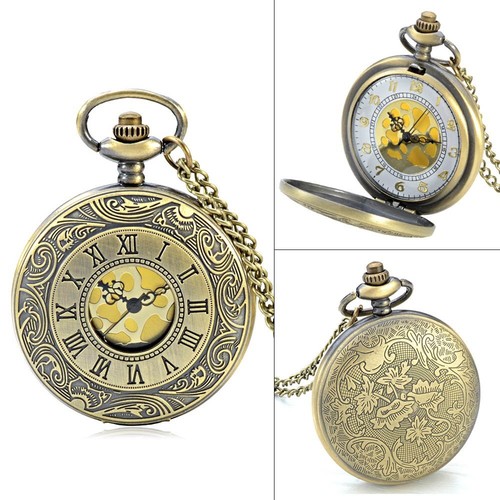 Orologio da tasca Steampunk quarzo vintage design antico collana ciondolo regalo retrò - Foto 29 di 98