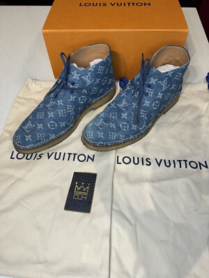 LOUIS VUITTON MONOGRAM DENIM DERBY BOOTS MEN SIZE LV 9 (US 10)