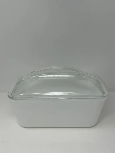 Westinghouse Milk Glass Refrigerator Loaf Baking Dish W/Lid 9 In X 5 In  Vintage