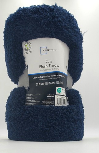 Mainstays Cozy Plush Throw Blanket Warm Comfortable Blue Size 50 In X 60 In - Picture 7 of 10