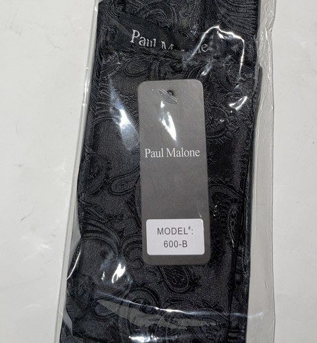 Paul Malone Tie Set Black Palm Beach. Box And Square Pocket Piece. JJ - Picture 3 of 4
