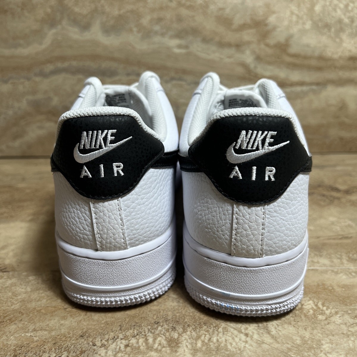 Nike Air Force 1 Low White Black Pebbled Leather Men's Size 8-14