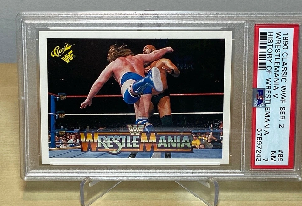 HACKSAW JIM DUGGAN v BAD NEWS BROWN WWF HISTORY WRESTLEMANIA PSA 1990 CLASSIC 85 - Image 3 of 3