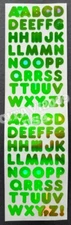 HAMBLY STUDIOS STICKERS FOIL HOLOGRAPHIC LETTERS ALPHABET ABC GREEN RARE VINTAGE