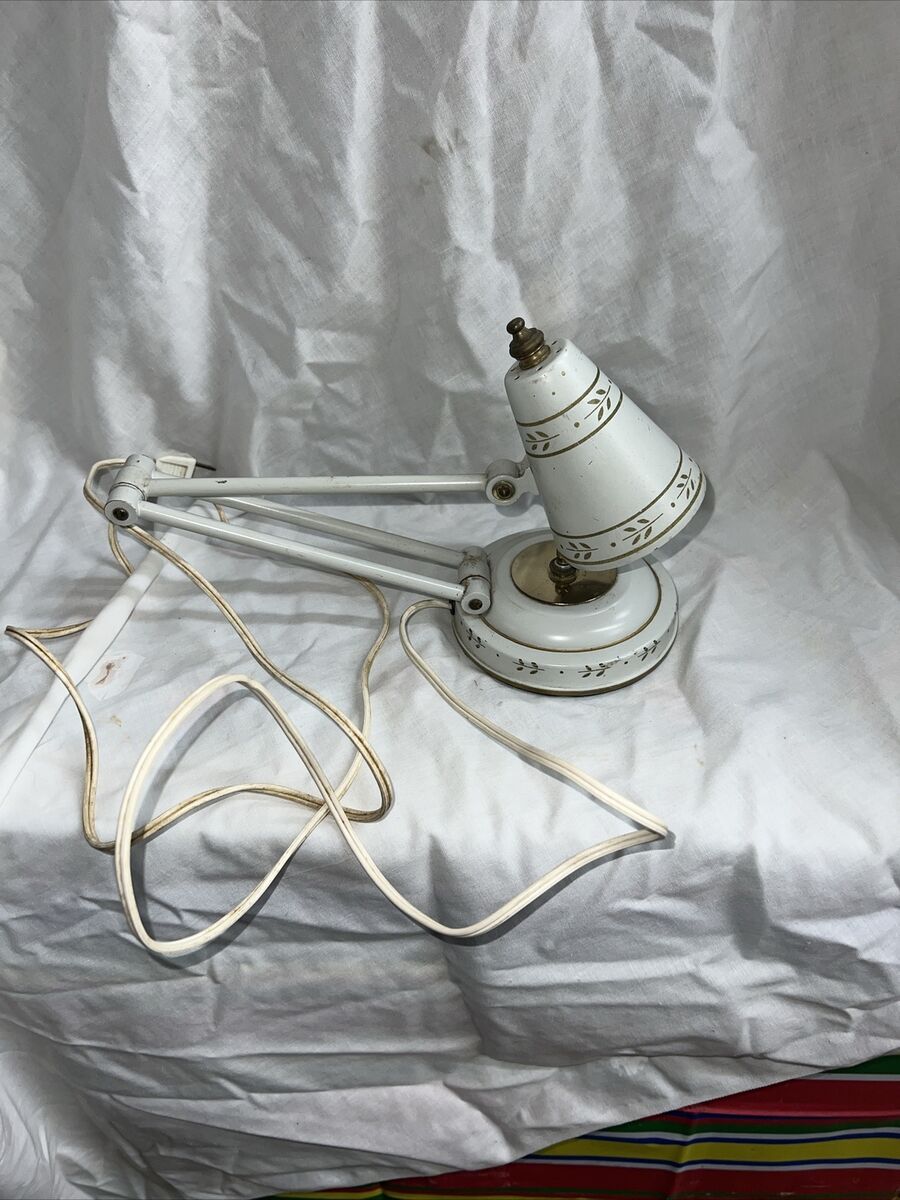 1960s Metal hinge arm Adjustable Desk Lamp Mid Century Modern white gold Vintage | eBay 1960s Metal hinge arm Adjustable Desk Lamp Mid Century Modern white gold Vintage | eBay