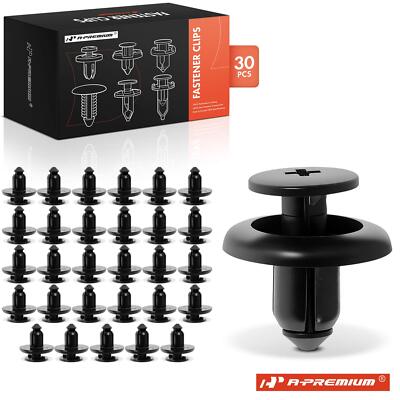 A-Premium 30Pcs 8mm Black Nylon Mud Guard Clips Splash Shield Retainer for Mazda