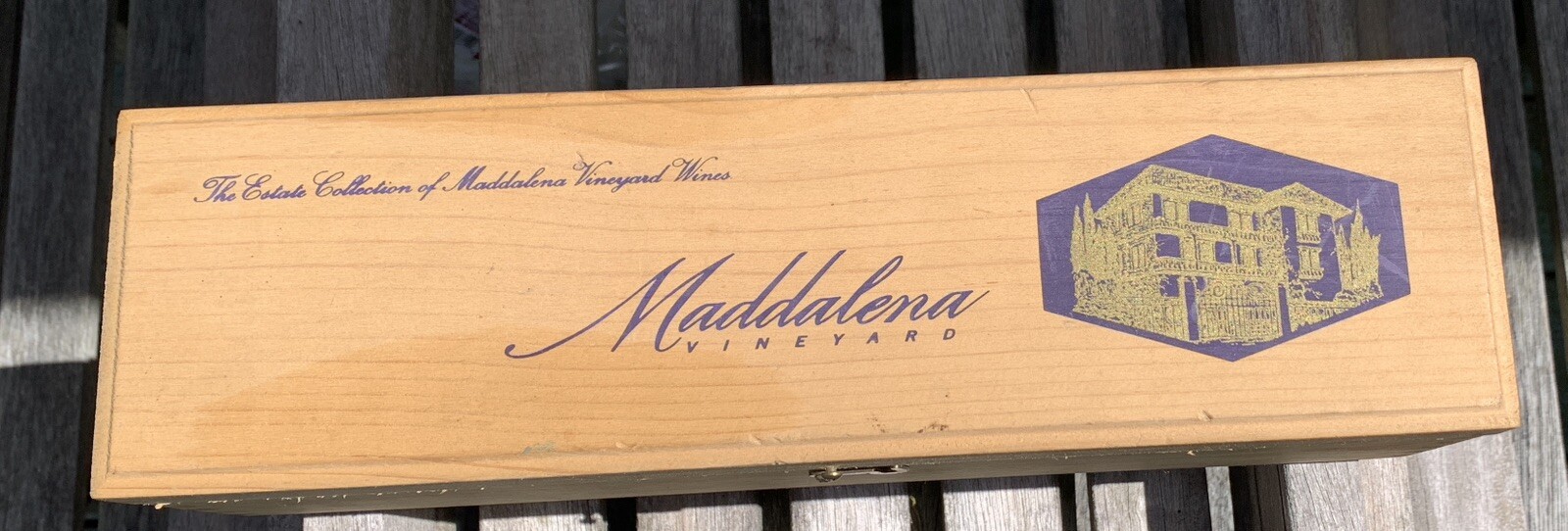 Wood Wine Bottle Box The Estate Collection of Maddalena Vineyard 13.75