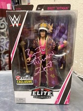 Autographed BRET HITMAN HART Figure WWE Mattel Elite Ringside Exclusive Signed