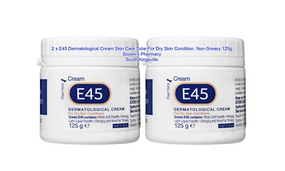 2 x E45 Dermatological Cream Skin Care Tube Dry Skin Condition, Non-Greasy 125g