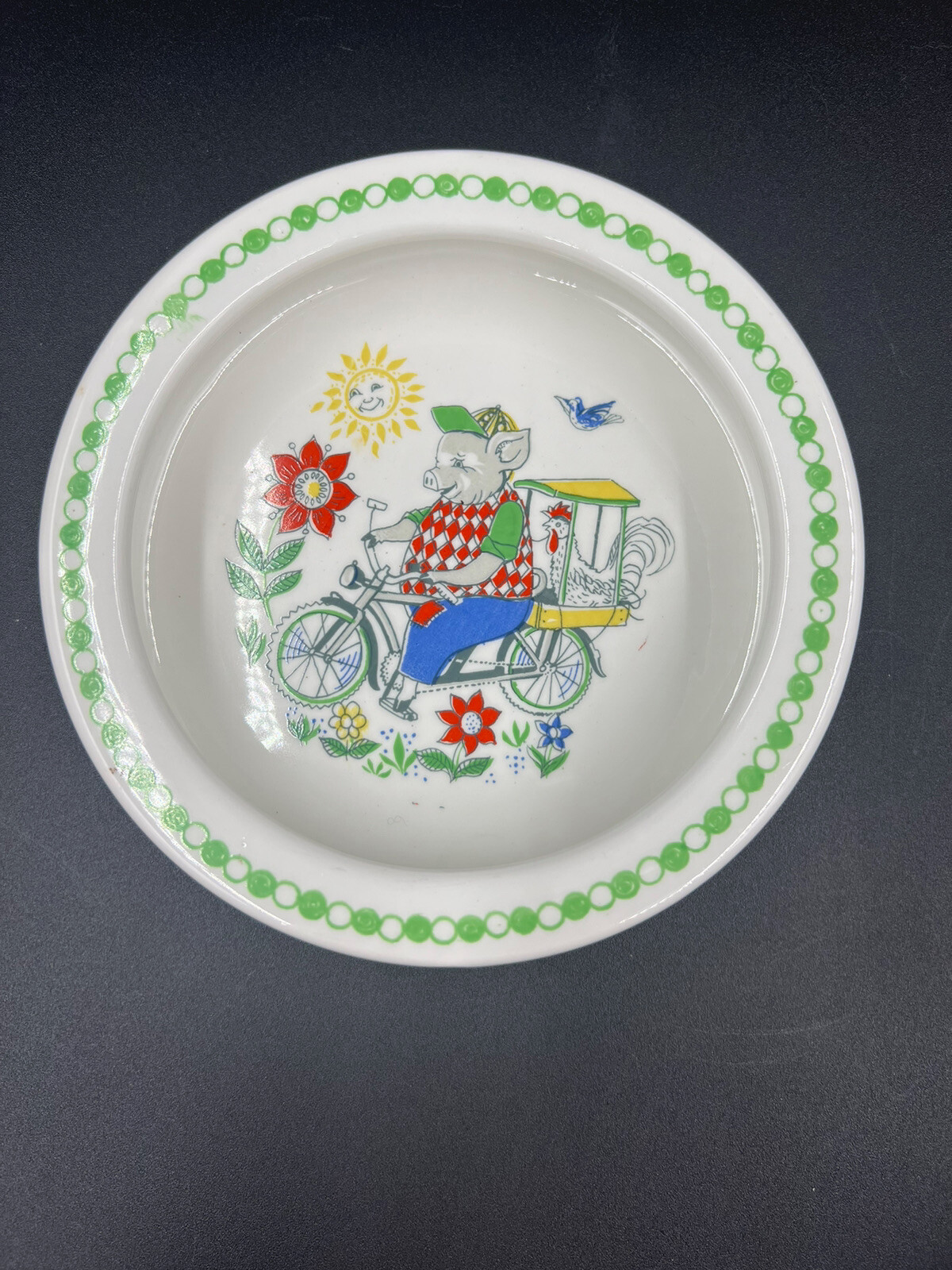 Vintage Figgjo Flint Baby Bowl Scandinavian Nursery Ware 1970s