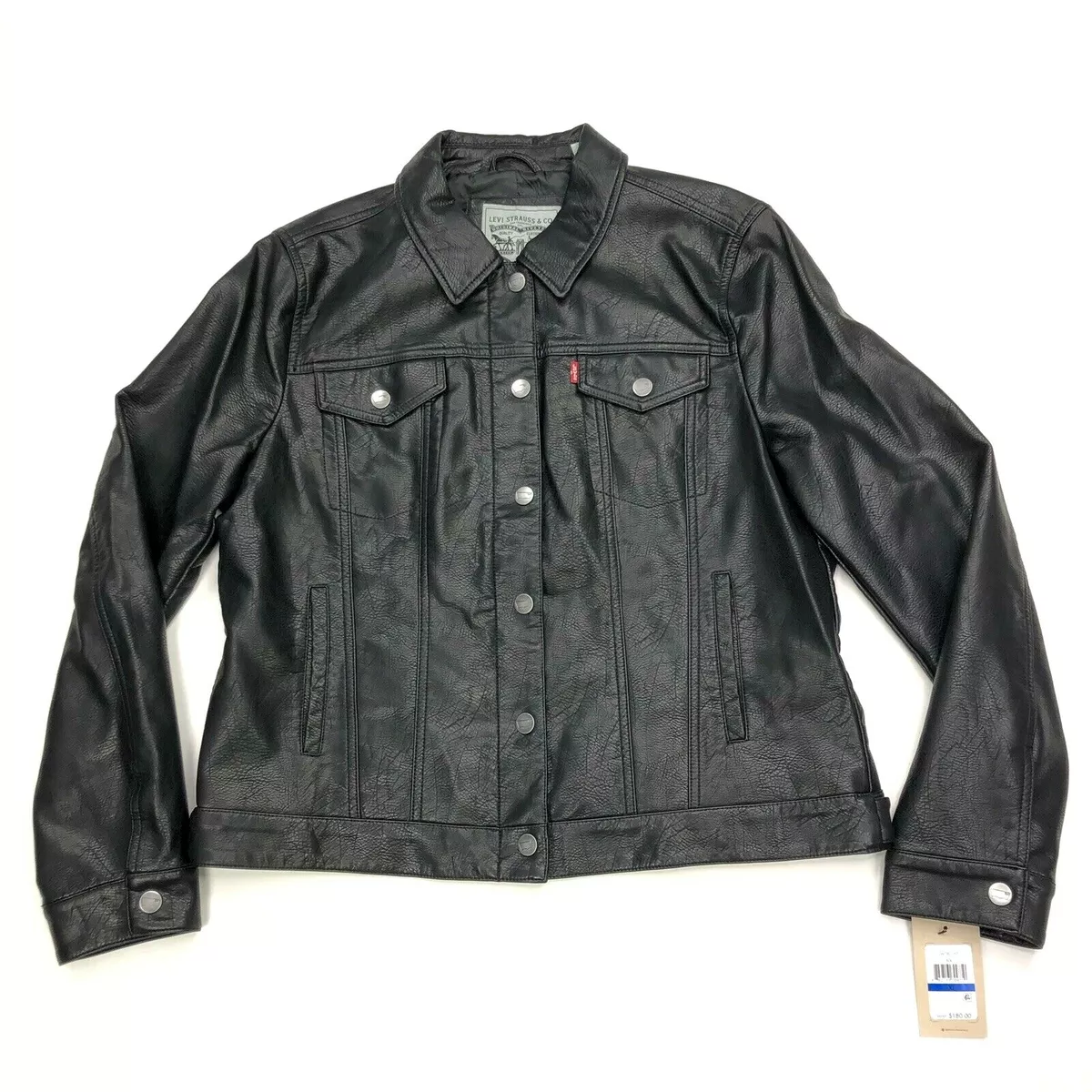 Levi's Boy's Faux Leather Jacket Black Size XL MSRP $180 Men's Size Small