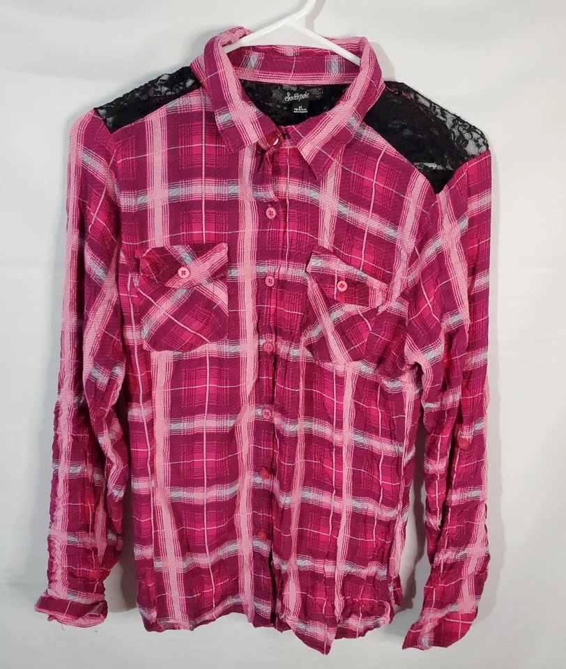 Camisa Southpole Abotonada Juniors Talla XL Cuadros Larga Larga Encaje Detalle Occidental Foto 2 de 4