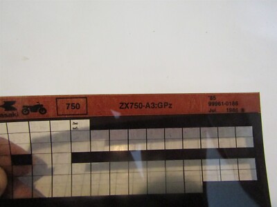 KAWASAKI 1985 ZX750-A3:GPz SERIES MOTORCYCLE MASTER PARTS CATALOG