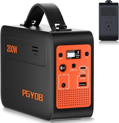PGYOB 200w Portable Power Supply Station Outdoor for Camping RV Blackout Home
