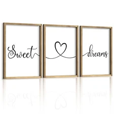 Ronasip Sweet Dreams Wall Decor for Bedroom Set of 3 Framed Wall Art for Farm...