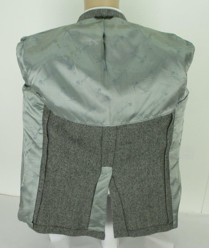 42 R (43) Imperial Vtg Gray Herringbone Tweed Wool Mens Jacket Sport Coat Blazer - Foto 6 di 8