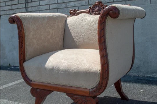 19th Century Walnut Empire Bedroom Chair Claw Feet-Newly Upholstered & Restored - Image 4 of 4