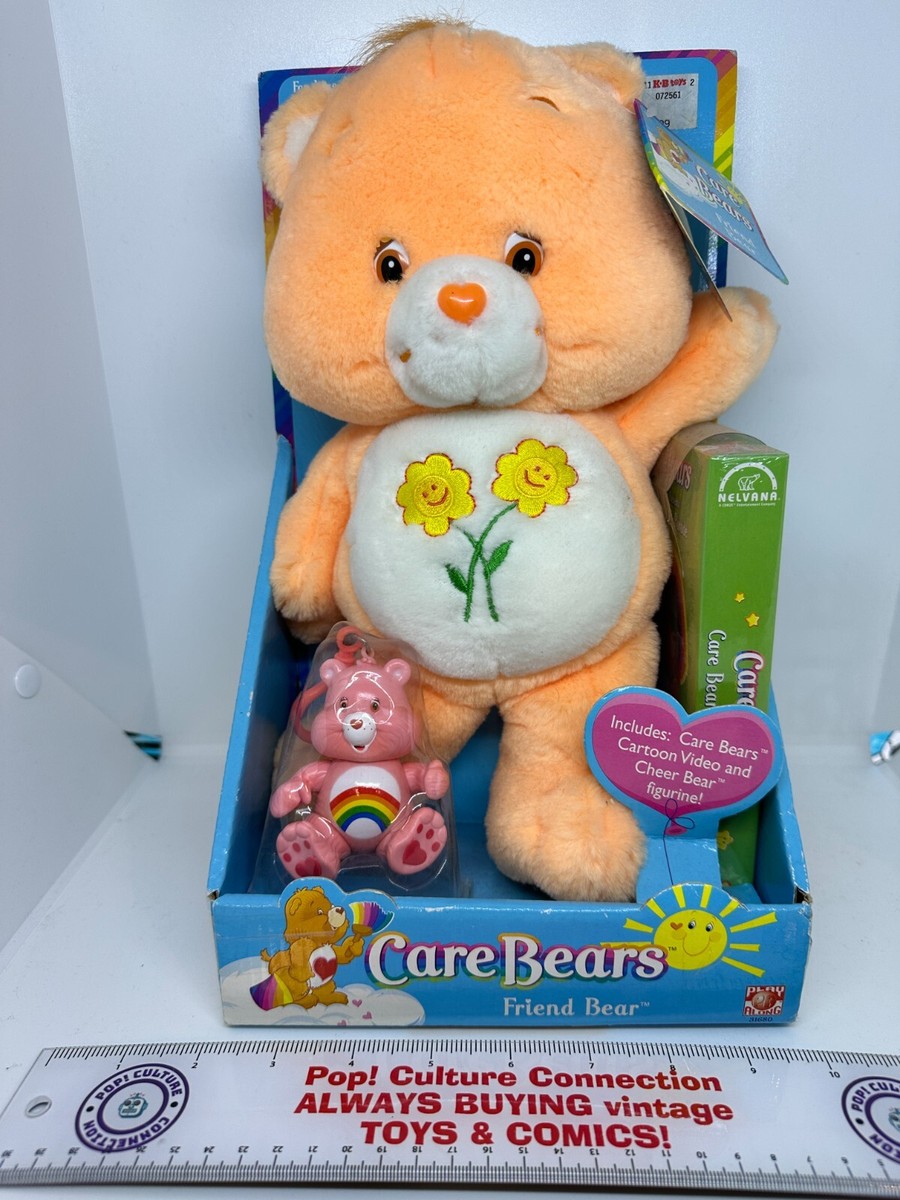 Vintage 2002 Care Bears Friend Bear Plush With VHS And Keychain