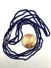 Antique Glass Micro Seed Beads-16/0 Transparent Dark Navy Blue Hanks-RARE color 