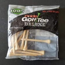 Pride Golf Tee Deluxe - 2.75" Natural Wood Golf Tees - 15 Tees