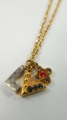 100% Autentico Louis Vuitton LETTERE D'AMORE COLLANA CIONDOLO FIORE LV |  eBay