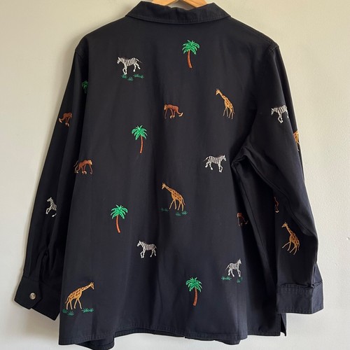 Quacker Factory Womens 1X Embroidered Animals Jacket Safari Zoo Resort Travel - Picture 2 of 6