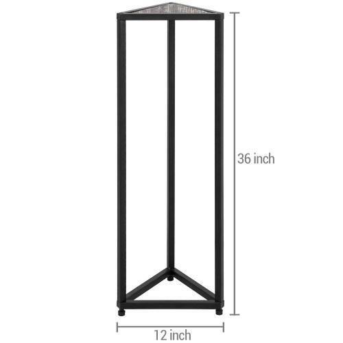 36 Inch Wood and Black Metal Frame Flower Rack Potted Plant Pedestal Holder