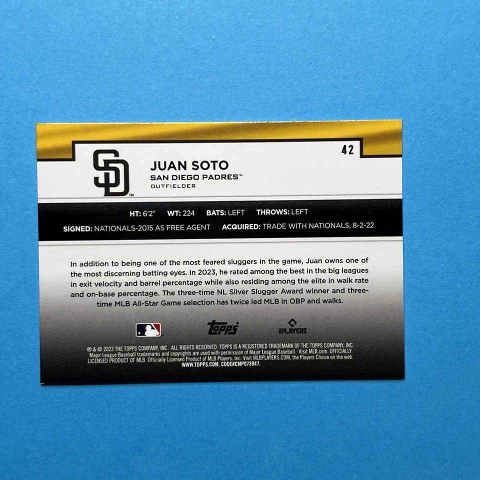 2023 Topps Flagship Collection #42 Juan Soto San Diego Padres - Image 3 of 3