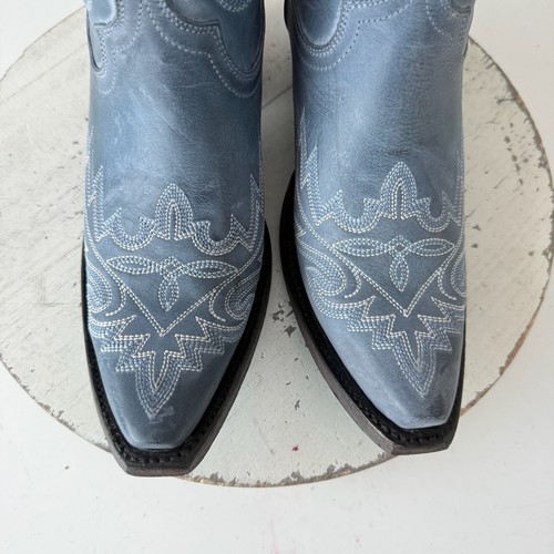 Lane LEXINGTON Womens Cowboy Boots 6.5 Washed Denim Blue Western Cowgirl Tall - Picture 6 of 12