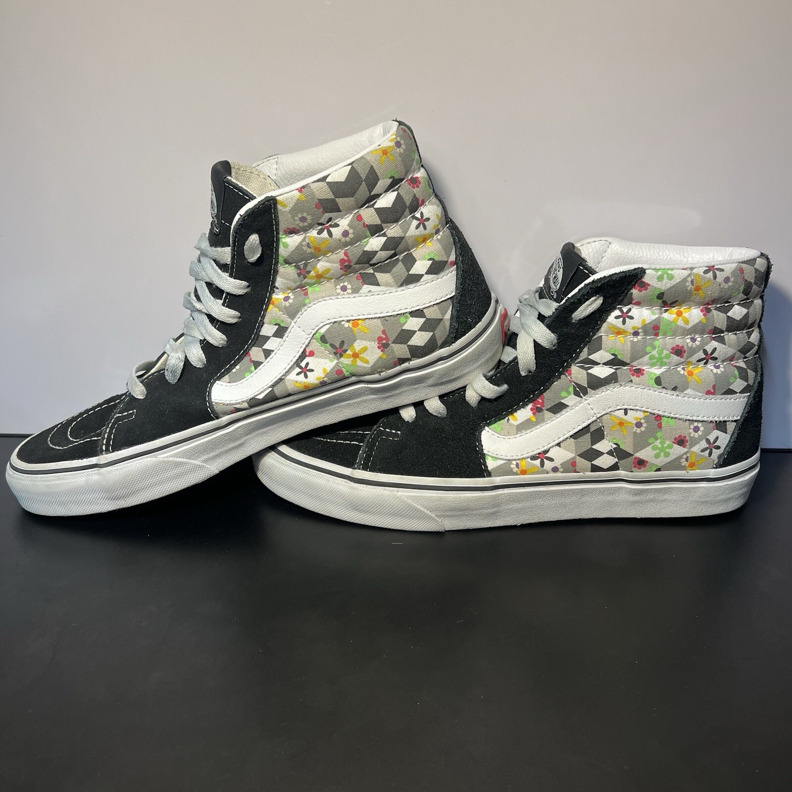 Vans Sk8-Hi Checker Cube Skate shoes Floral Men’s 8.5 Women’s 10