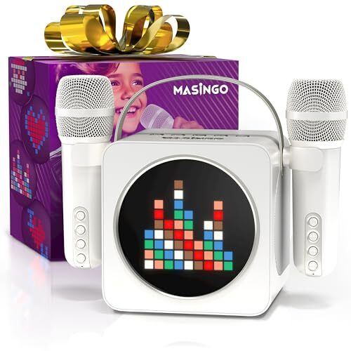 Portable Mini Karaoke Machine with Dual Wireless Mics for Kids and Adults