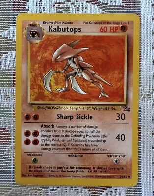 *Australian Print* Pokemon TCG: 1999-2000 Fossil Red Logo Rare Kabutops. MP- HP
