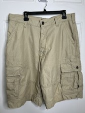 MEN'S SIZE 36  LEVI STRAUSS" TAN FLAT FRONT KHAKI CARGO SHORTS 11  INSEAM